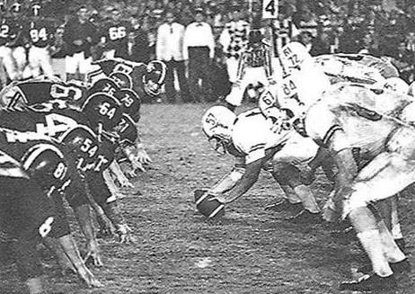 Alabama and Texas lineup in the 1964 Orange Bowl.